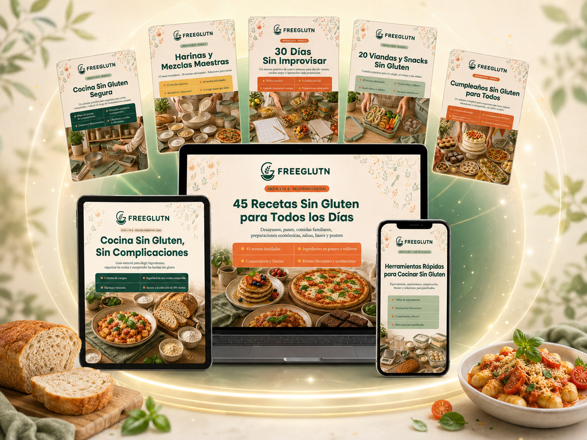 FREEGLUTN — 100 recetas + 8 ebooks sin gluten